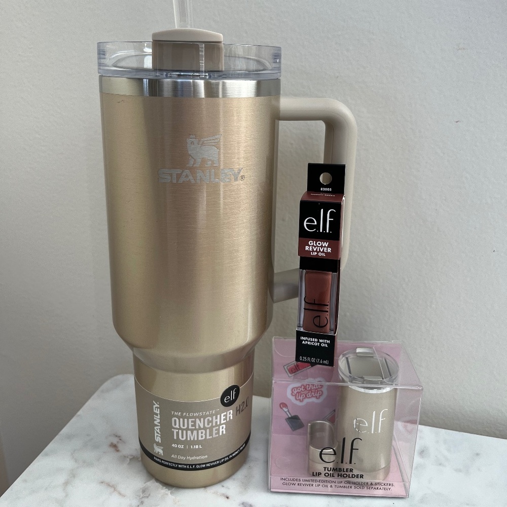 Honey Talks Stanley 40 oz Stainless Steel Tumbler w/ Lip Oil & Gloss Holder